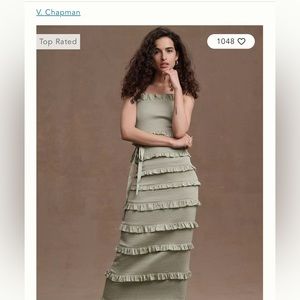 V. Chapman Lily Ruched and Ruffled Stretch Midi Dress. Perfect Condition!